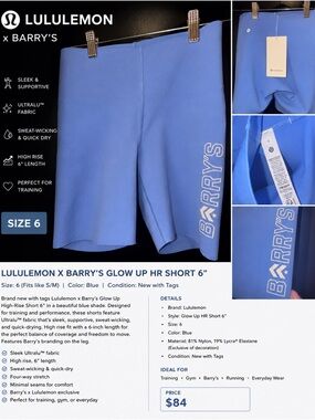 lululemon athletica Bright Blue Performance Shorts